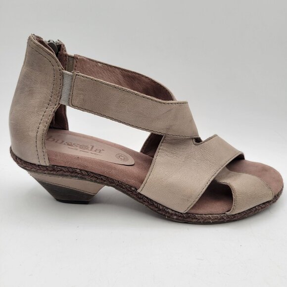 Bussola Walk Your Way Greige Comfort Sandals Gladiator Straps Side Zip Heel   38 - Picture 2 of 11